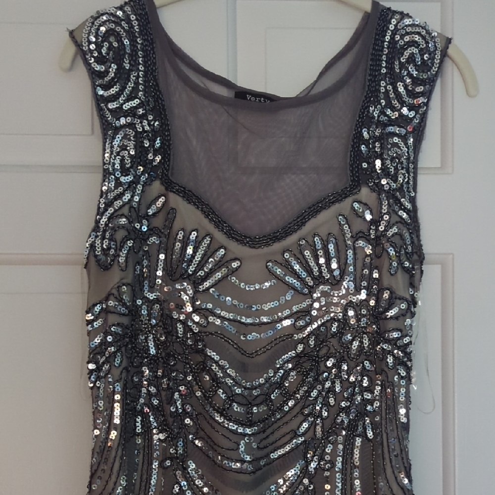 Verty Gray Sequin Embellished Sheath Dress